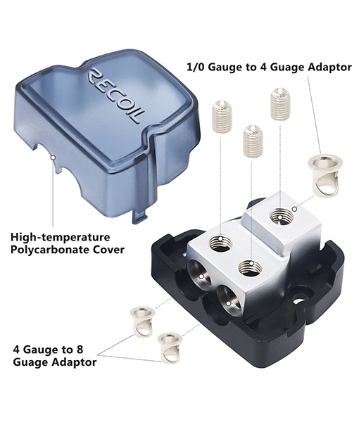 Edge dB12p Way Power Distribution Block, 1 X 0/2/4 Gauge in / 2 X 4/8 Gauge out Power Distribution Ground Distributor Block for Car Audio Amplifier Splitter