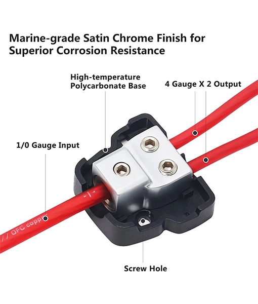 Edge dB12p Way Power Distribution Block, 1 X 0/2/4 Gauge in / 2 X 4/8 Gauge out Power Distribution Ground Distributor Block for Car Audio Amplifier Splitter