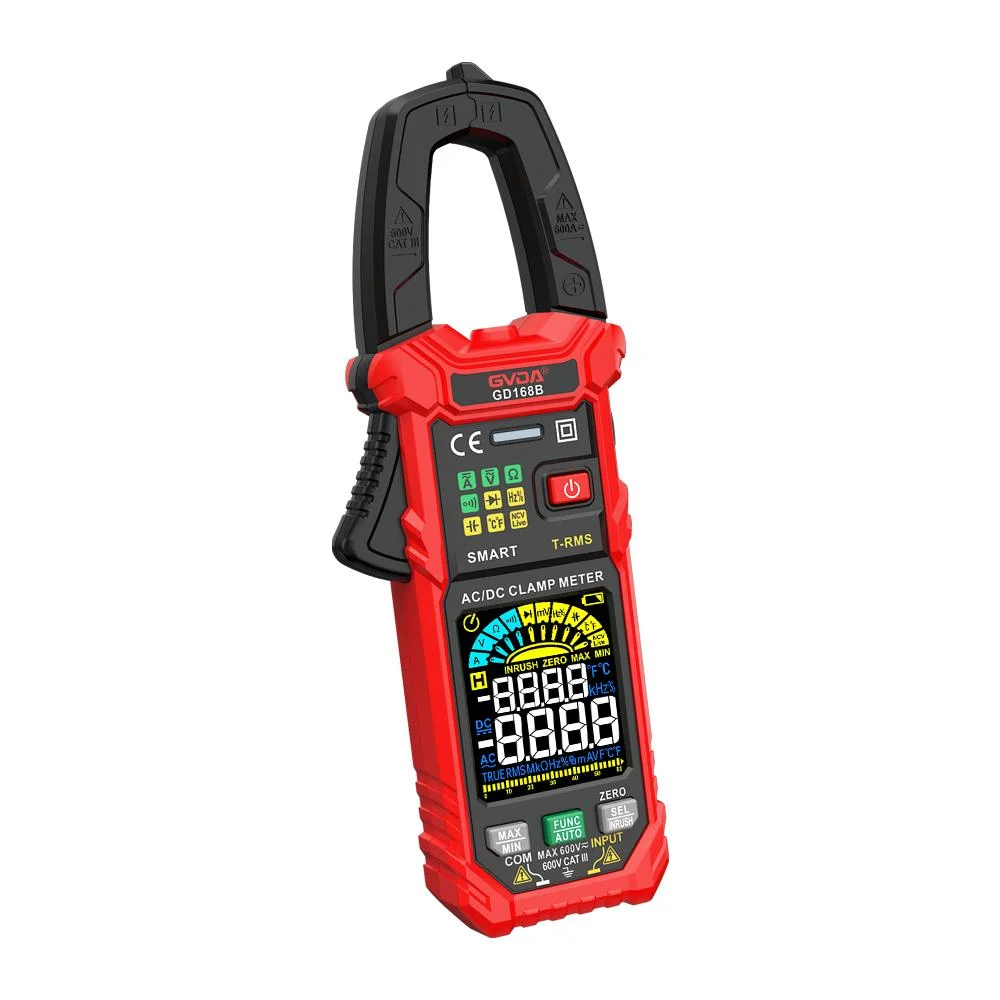 Gvda Digital Smart Inrush Clamp Meter Multimeter 600A True RMS AC/DC Current AMP Meter Measures Current Voltage Temperature Capacitance Tester